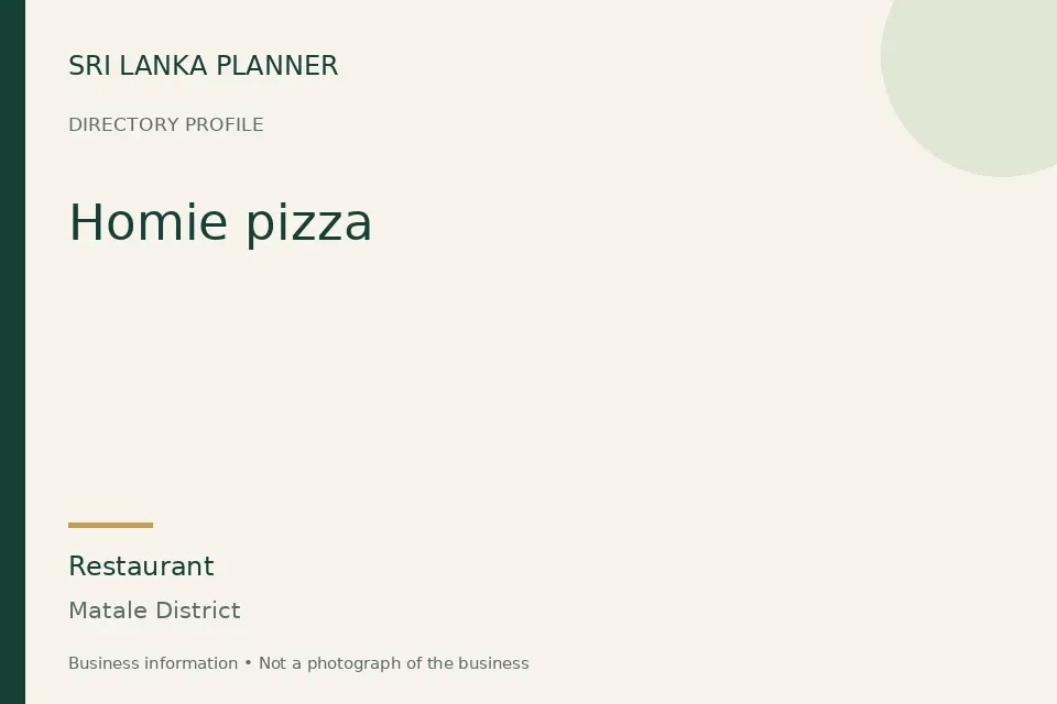 Directory cover for Homie pizza in Matale District, Sri Lanka