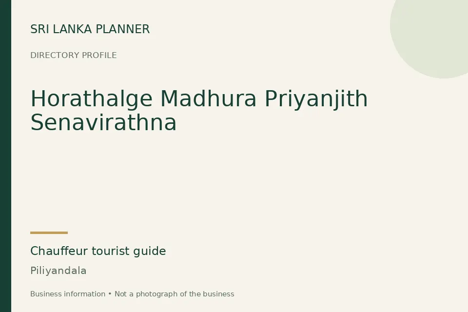 Directory cover for Horathalge Madhura Priyanjith Senavirathna in Piliyandala, Sri Lanka