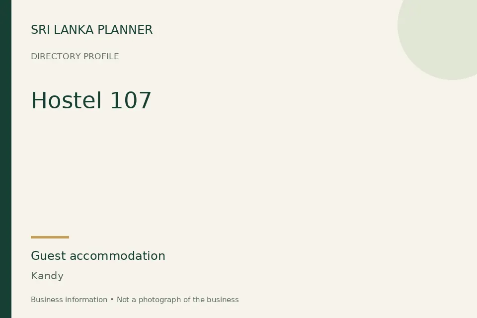 Directory cover for Hostel 107 in Kandy, Sri Lanka
