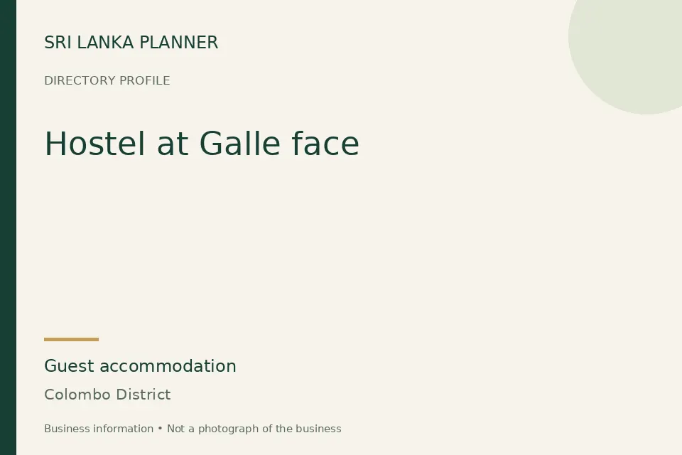 Directory cover for Hostel at Galle face in Colombo District, Sri Lanka