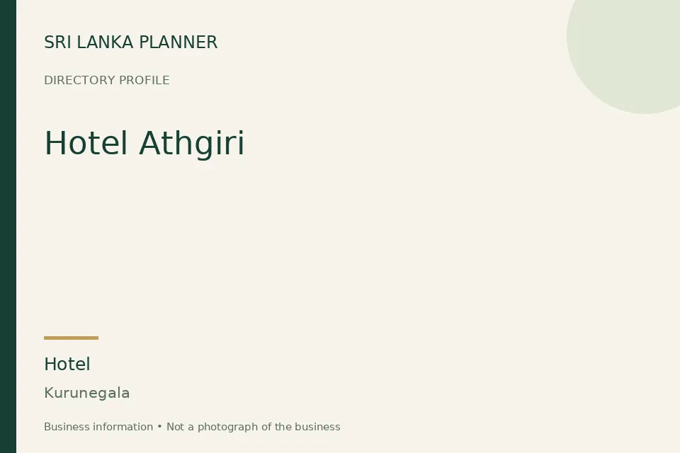Directory cover for Hotel Athgiri in Kurunegala, Sri Lanka