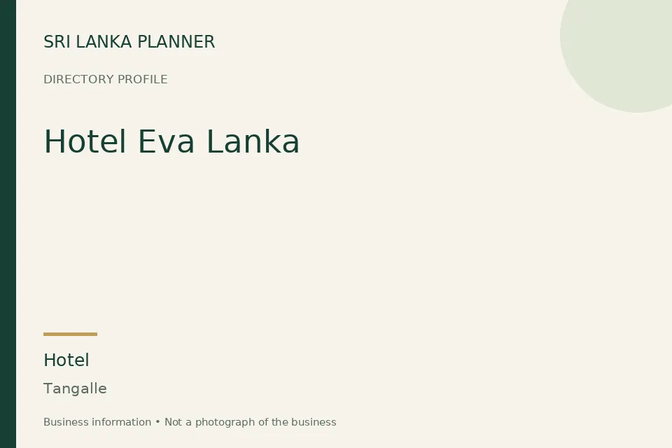 Directory cover for Hotel Eva Lanka in Tangalle, Sri Lanka