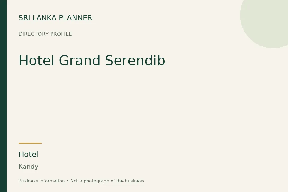 Directory cover for Hotel Grand Serendib in Kandy, Sri Lanka