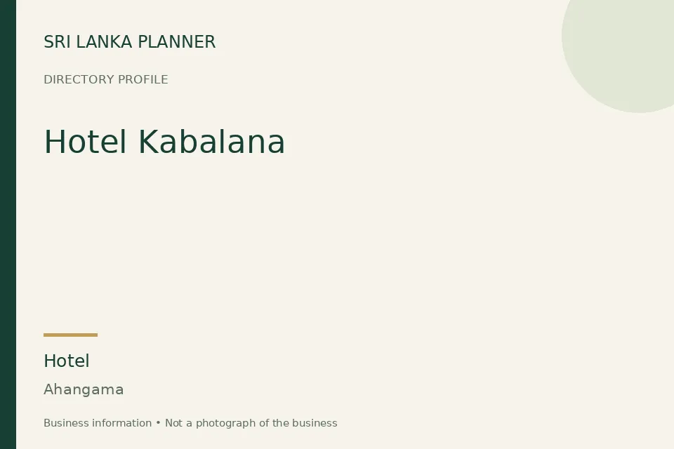Directory cover for Hotel Kabalana in Ahangama, Sri Lanka