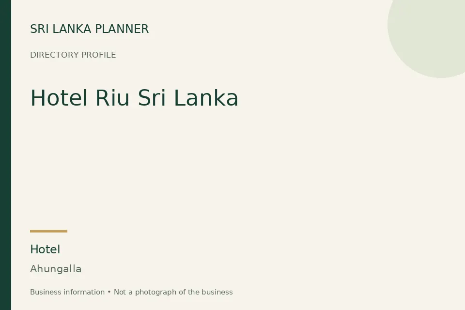 Directory cover for Hotel Riu Sri Lanka in Ahungalla, Sri Lanka