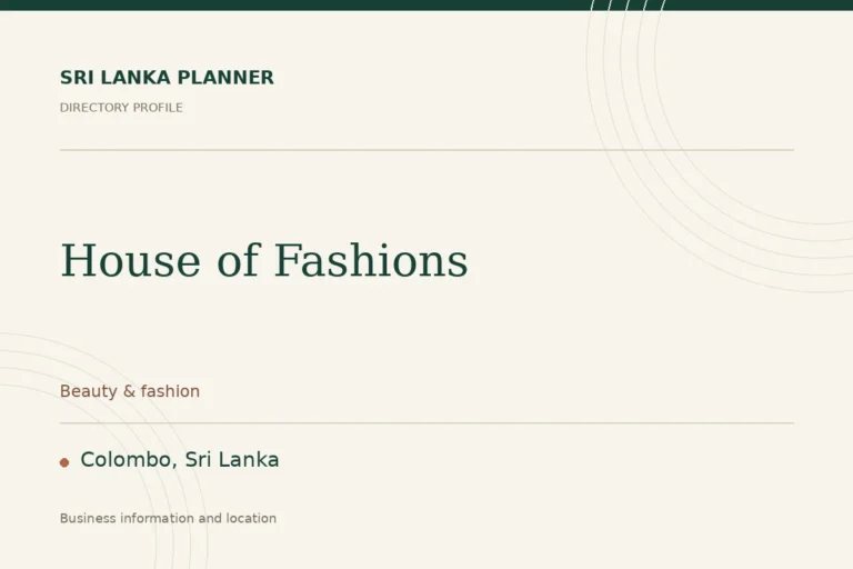 Directory cover for House of Fashions in Colombo, Sri Lanka, showing the business name and category.
