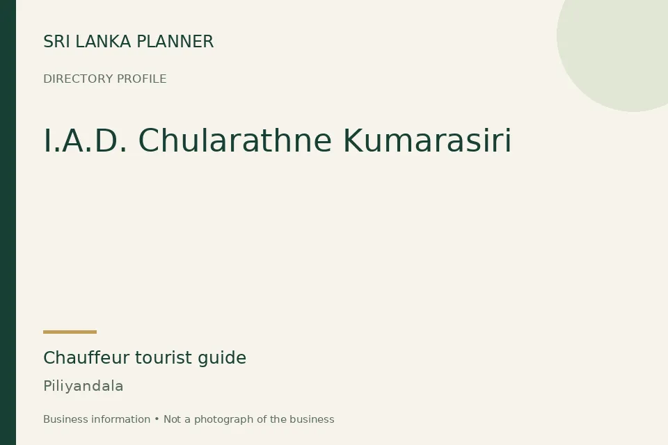 Directory cover for I.A.D. Chularathne Kumarasiri in Piliyandala, Sri Lanka