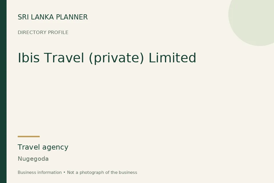 Directory cover for Ibis Travel (private) Limited in Nugegoda, Sri Lanka