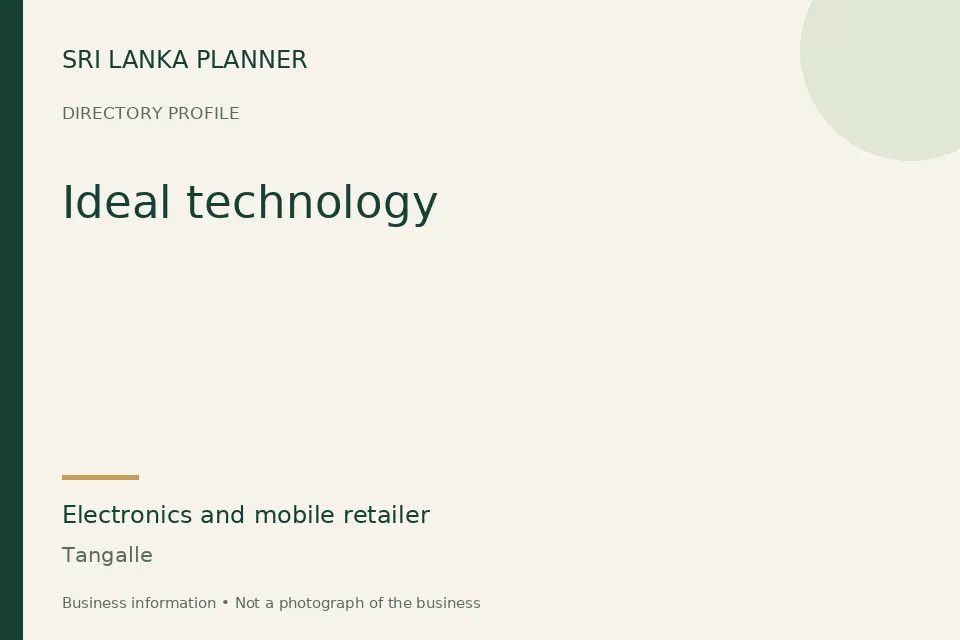 Directory cover for Ideal technology in Tangalle, Sri Lanka