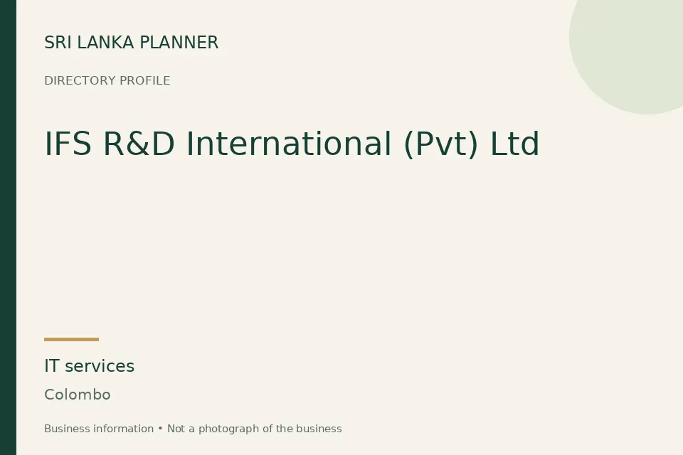 Directory cover for IFS R&D International (Pvt) Ltd in Colombo, Sri Lanka