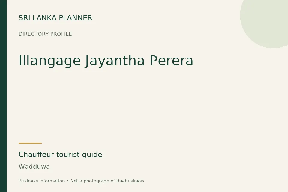 Directory cover for Illangage Jayantha Perera in Wadduwa, Sri Lanka