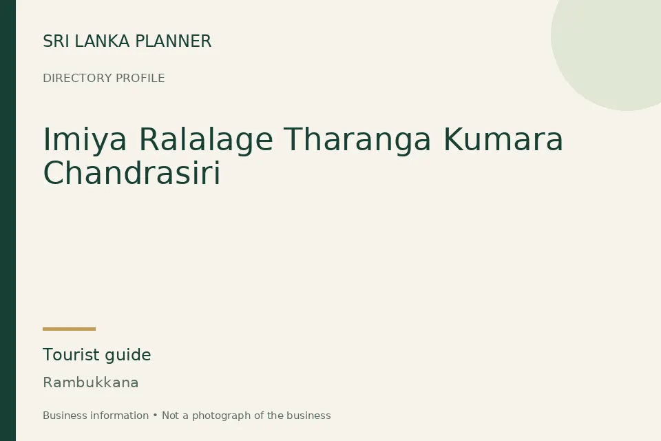 Directory cover for Imiya Ralalage Tharanga Kumara Chandrasiri in Rambukkana, Sri Lanka