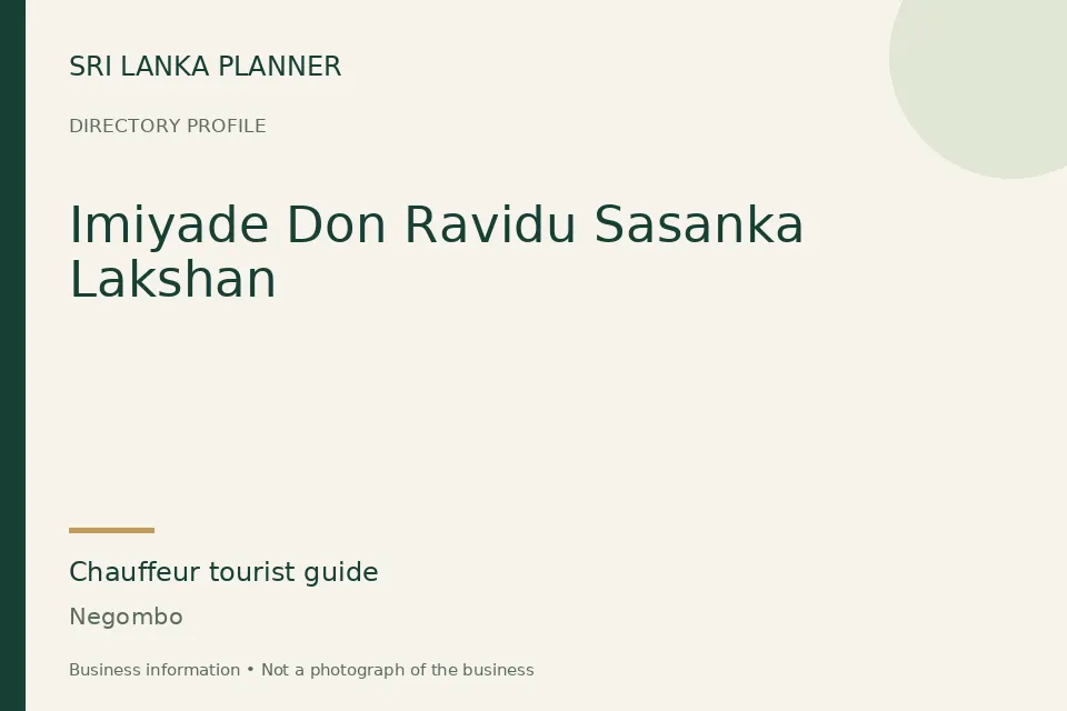 Directory cover for Imiyade Don Ravidu Sasanka Lakshan in Negombo, Sri Lanka