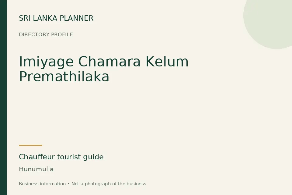 Directory cover for Imiyage Chamara Kelum Premathilaka in Hunumulla, Sri Lanka