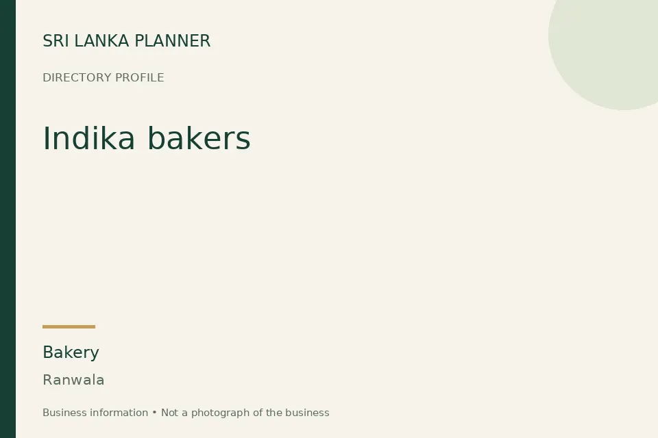 Directory cover for Indika bakers in Ranwala, Sri Lanka