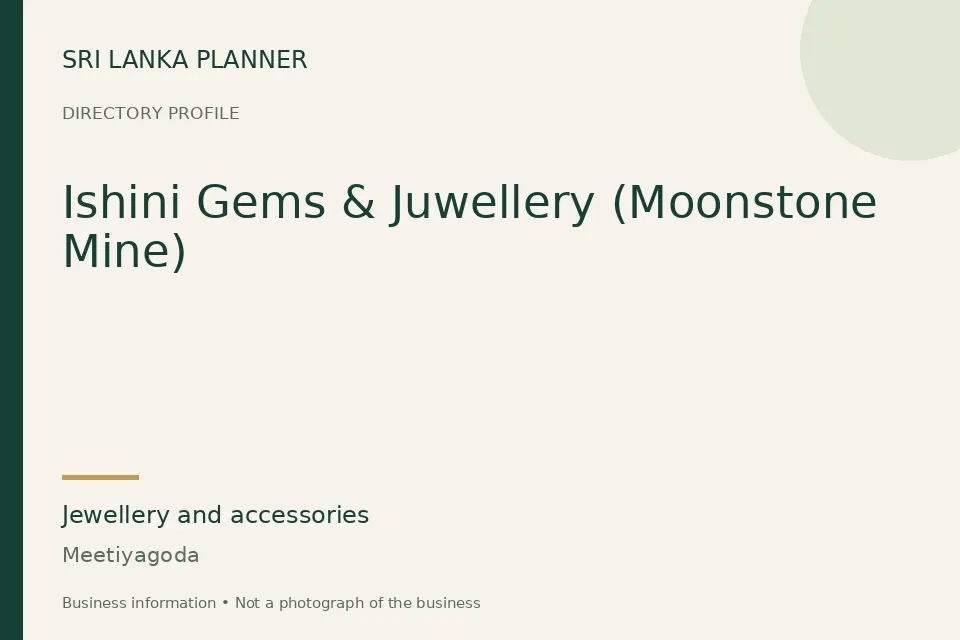 Directory cover for Ishini Gems & Juwellery (Moonstone Mine) in Meetiyagoda, Sri Lanka