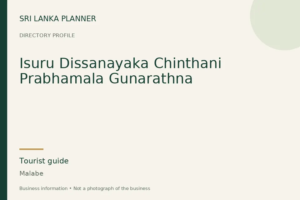 Directory cover for Isuru Dissanayaka Chinthani Prabhamala Gunarathna in Malabe, Sri Lanka