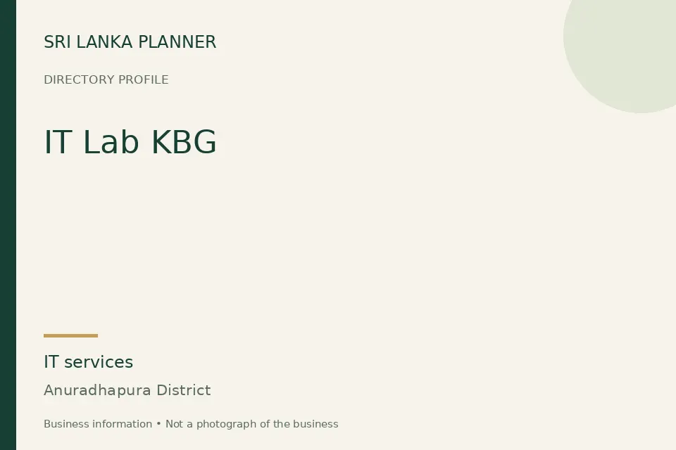 Directory cover for IT Lab KBG in Anuradhapura District, Sri Lanka