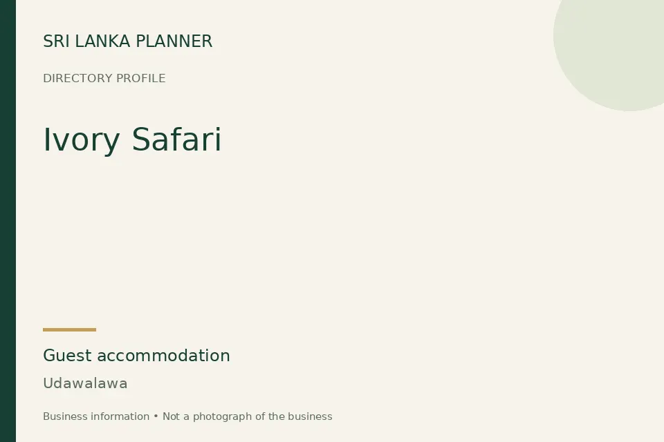 Directory cover for Ivory Safari in Udawalawa, Sri Lanka