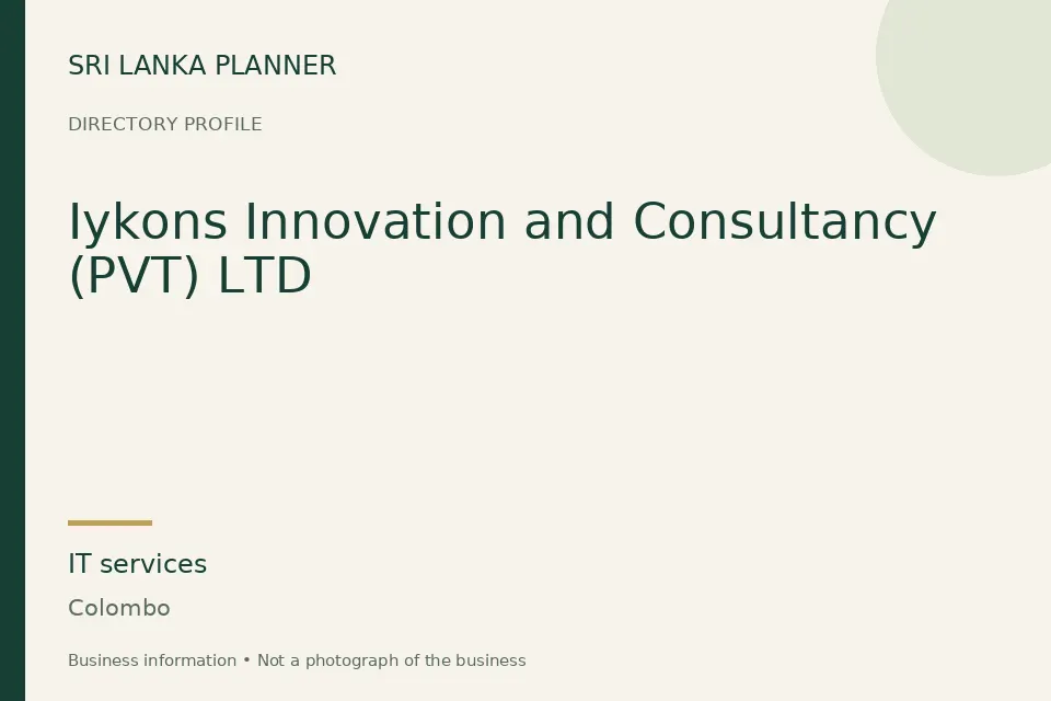 Directory cover for Iykons Innovation and Consultancy (PVT) LTD in Colombo, Sri Lanka