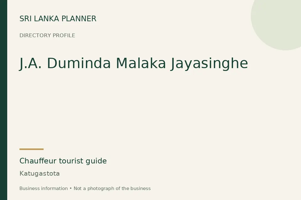 Directory cover for J.A. Duminda Malaka Jayasinghe in Katugastota, Sri Lanka