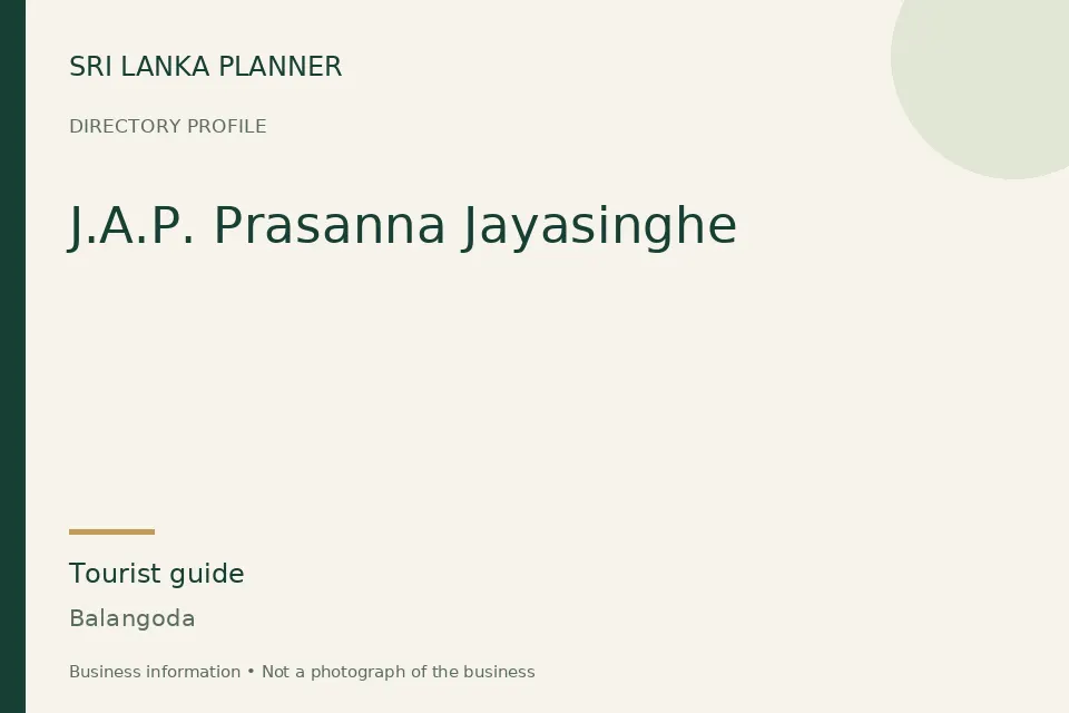 Directory cover for J.A.P. Prasanna Jayasinghe in Balangoda, Sri Lanka