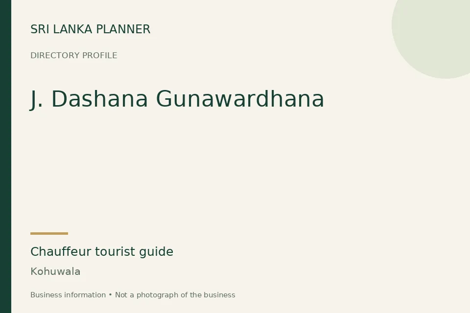 Directory cover for J. Dashana Gunawardhana in Kohuwala, Sri Lanka
