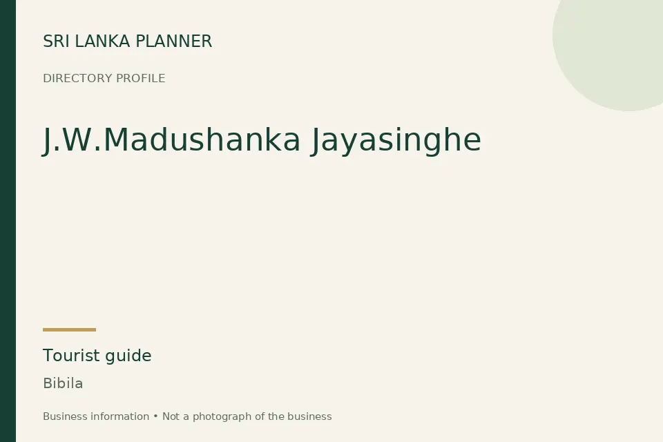 Directory cover for J.W.Madushanka Jayasinghe in Bibila, Sri Lanka
