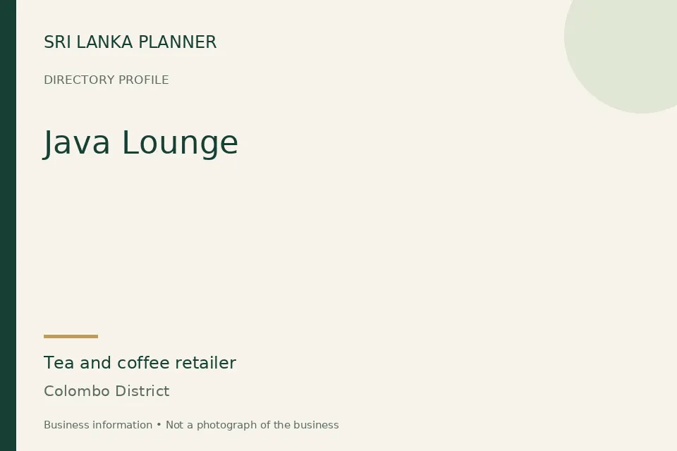 Directory cover for Java Lounge in Colombo District, Sri Lanka