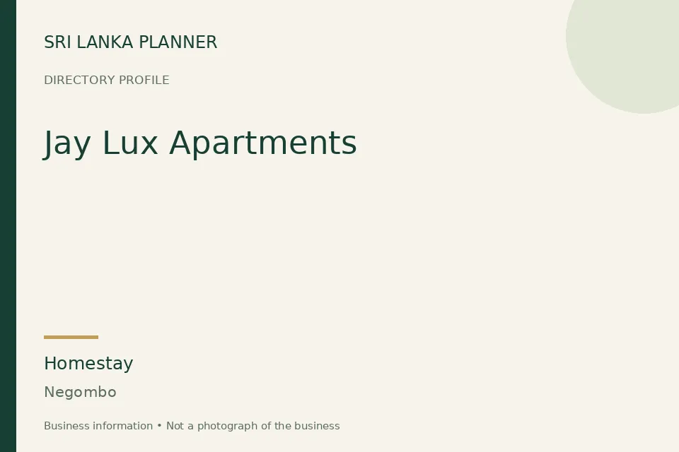 Directory cover for Jay Lux Apartments in Negombo, Sri Lanka