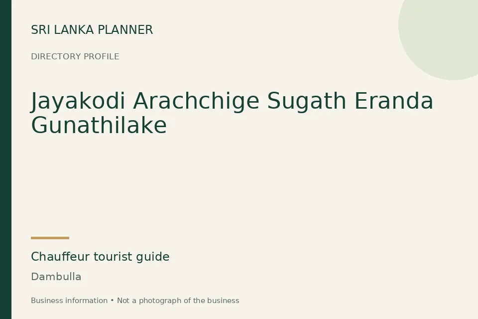 Directory cover for Jayakodi Arachchige Sugath Eranda Gunathilake in Dambulla, Sri Lanka