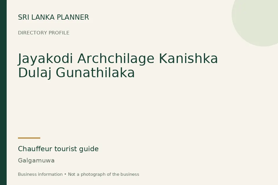 Directory cover for Jayakodi Archchilage Kanishka Dulaj Gunathilaka in Galgamuwa, Sri Lanka
