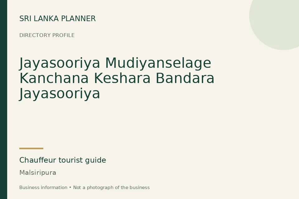 Directory cover for Jayasooriya Mudiyanselage Kanchana Keshara Bandara Jayasooriya in Malsiripura, Sri Lanka