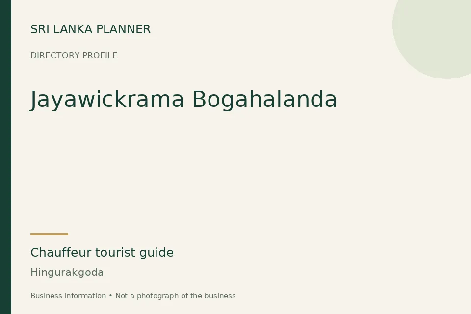 Directory cover for Jayawickrama Bogahalanda in Hingurakgoda, Sri Lanka
