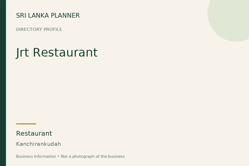 Directory cover for Jrt Restaurant in Kanchirankudah, Sri Lanka