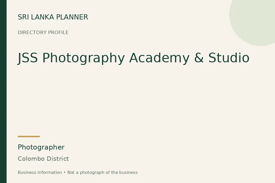 Directory cover for JSS Photography Academy & Studio in Colombo District, Sri Lanka