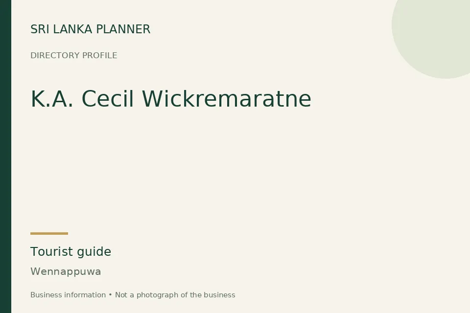 Directory cover for K.A. Cecil Wickremaratne in Wennappuwa, Sri Lanka