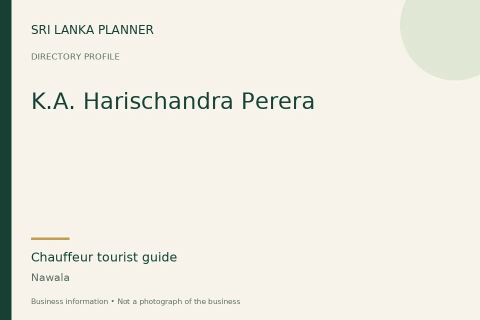 Directory cover for K.A. Harischandra Perera in Nawala, Sri Lanka