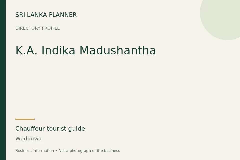 Directory cover for K.A. Indika Madushantha in Wadduwa, Sri Lanka