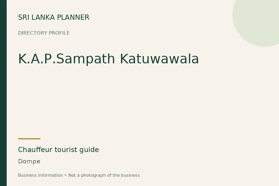 Directory cover for K.A.P.Sampath Katuwawala in Dompe, Sri Lanka