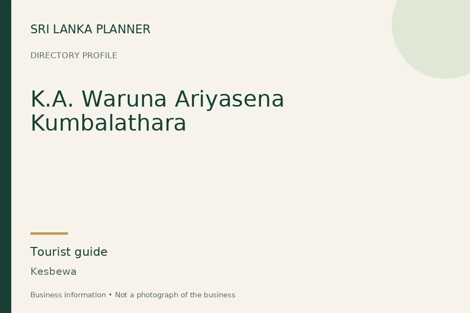 Directory cover for K.A. Waruna Ariyasena Kumbalathara in Kesbewa, Sri Lanka