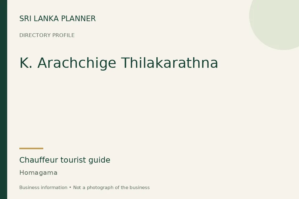 Directory cover for K. Arachchige Thilakarathna in Homagama, Sri Lanka