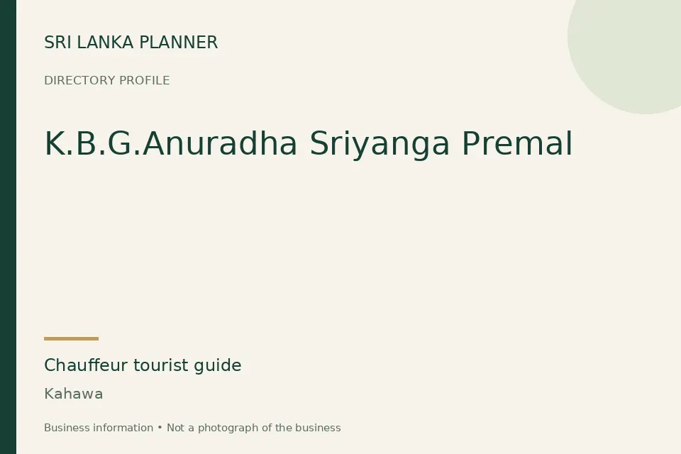 Directory cover for K.B.G.Anuradha Sriyanga Premal in Kahawa, Sri Lanka