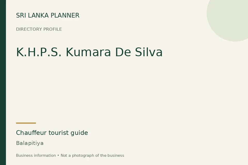 Directory cover for K.H.P.S. Kumara De Silva in Balapitiya, Sri Lanka