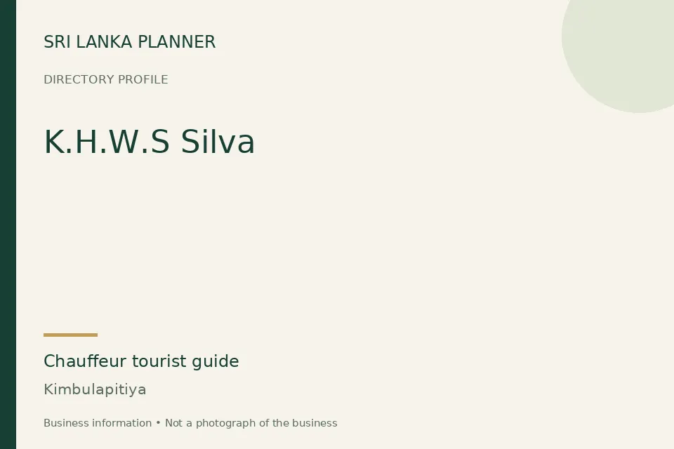 Directory cover for K.H.W.S Silva in Kimbulapitiya, Sri Lanka