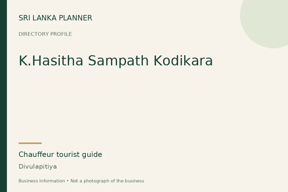 Directory cover for K.Hasitha Sampath Kodikara in Divulapitiya, Sri Lanka