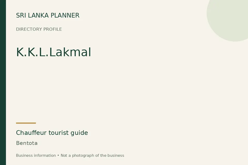 Directory cover for K.K.L.Lakmal in Bentota, Sri Lanka