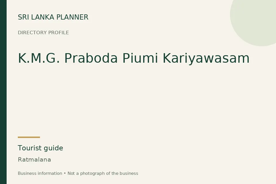 Directory cover for K.M.G. Praboda Piumi Kariyawasam in Ratmalana, Sri Lanka