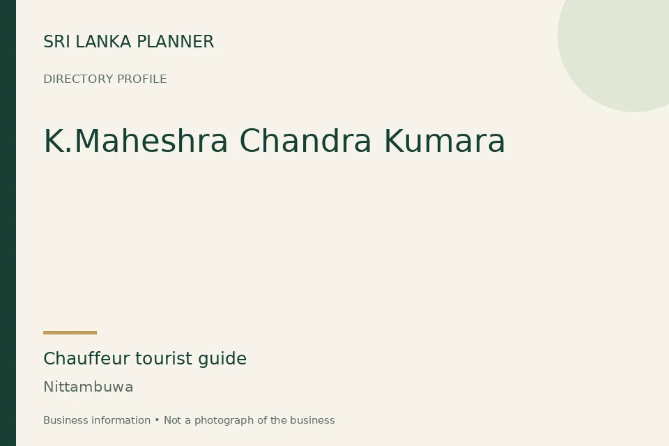 Directory cover for K.Maheshra Chandra Kumara in Nittambuwa, Sri Lanka