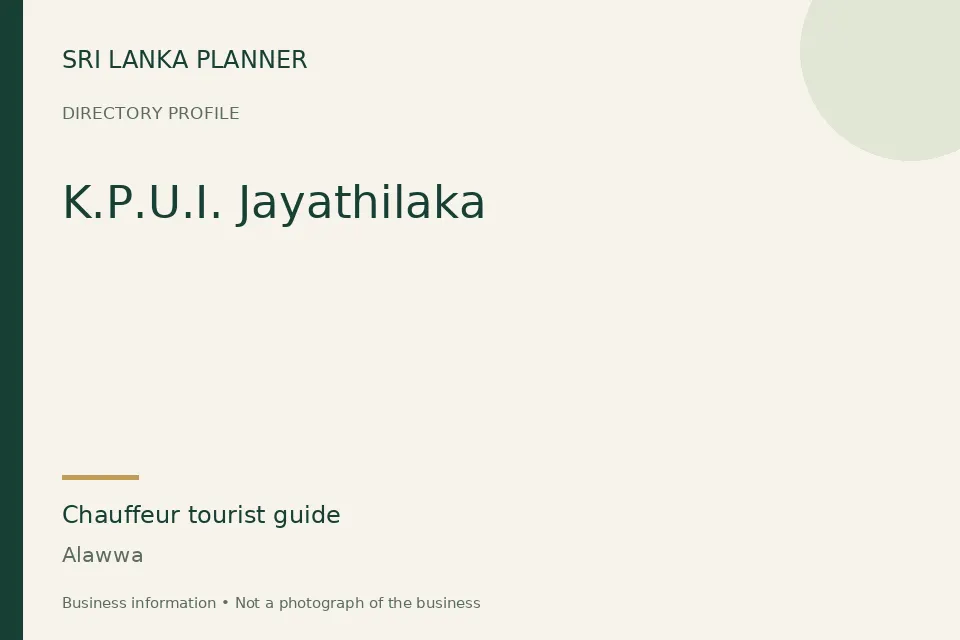 Directory cover for K.P.U.I. Jayathilaka in Alawwa, Sri Lanka